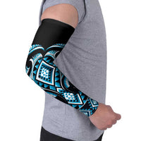 Blue Ngaru Taniko With Aotearoa Maori Tattoo Arm Sleeves - Polynesian Pride