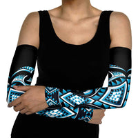 Blue Ngaru Taniko With Aotearoa Maori Tattoo Arm Sleeves - Polynesian Pride