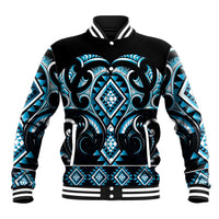 Blue Ngaru Taniko With Aotearoa Maori Tattoo Baseball Jacket LT14 Unisex Blue - Polynesian Pride