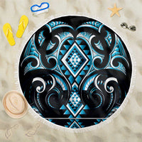 Blue Ngaru Taniko With Aotearoa Maori Tattoo Beach Blanket