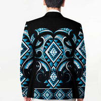 Blue Ngaru Taniko With Aotearoa Maori Tattoo Blazer - Polynesian Pride