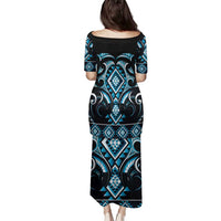 Blue Ngaru Taniko With Aotearoa Maori Tattoo Family Matching Puletasi and Hawaiian Shirt LT14 - Polynesian Pride