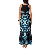 Blue Ngaru Taniko With Aotearoa Maori Tattoo Family Matching Tank Maxi Dress and Hawaiian Shirt