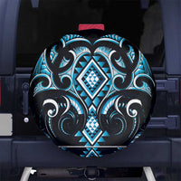 Blue Ngaru Taniko With Aotearoa Maori Tattoo Spare Tire Cover