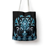 Blue Ngaru Taniko With Aotearoa Maori Tattoo Tote Bag - Polynesian Pride