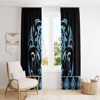 Blue Ngaru Taniko With Aotearoa Maori Tattoo Window Curtain
