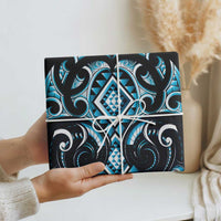 Blue Ngaru Taniko With Aotearoa Maori Tattoo Wrapping Paper - Polynesian Pride