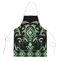 Green Ngaru Taniko With Aotearoa Maori Tattoo Apron - Polynesian Pride