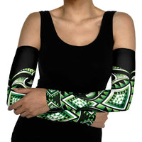 Green Ngaru Taniko With Aotearoa Maori Tattoo Arm Sleeves - Polynesian Pride