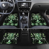 Green Ngaru Taniko With Aotearoa Maori Tattoo Car Mats