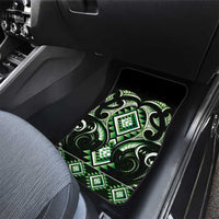 Green Ngaru Taniko With Aotearoa Maori Tattoo Car Mats