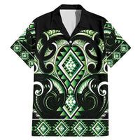 Green Ngaru Taniko With Aotearoa Maori Tattoo Family Matching Mermaid Dress and Hawaiian Shirt LT14 Dad's Shirt - Short Sleeve Green - Polynesian Pride