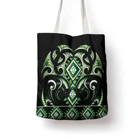 Green Ngaru Taniko With Aotearoa Maori Tattoo Tote Bag - Polynesian Pride