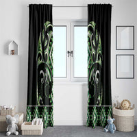 Green Ngaru Taniko With Aotearoa Maori Tattoo Window Curtain