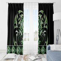 Green Ngaru Taniko With Aotearoa Maori Tattoo Window Curtain
