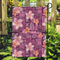 Pink Hawaii Plumeria With Tropical Flowers Motifs Garden Flag