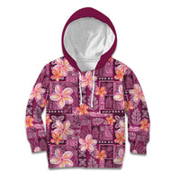 Pink Hawaii Plumeria With Tropical Flowers Motifs Kid Hoodie
