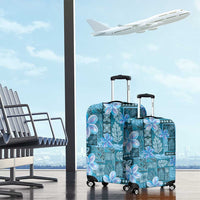 Cyan Hawaii Plumeria With Tropical Flowers Motifs Luggage Cover