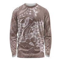 Polynesia Hammerhead Shark Tattoo With Plumeria Lei Long Sleeve Shirt