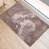 Polynesia Hammerhead Shark Tattoo With Plumeria Lei Rubber Doormat