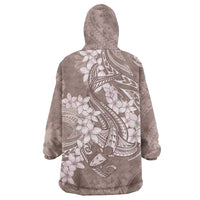 Polynesia Hammerhead Shark Tattoo With Plumeria Lei Wearable Blanket Hoodie