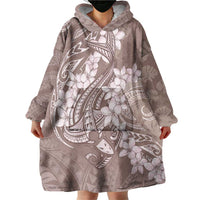 Polynesia Hammerhead Shark Tattoo With Plumeria Lei Wearable Blanket Hoodie