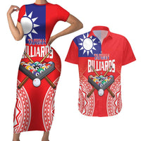 Personalised Taiwan Billiards Couples Matching Short Sleeve Bodycon Dress and Hawaiian Shirt Eight-ball Pool Polynesia Tattoo - Polynesian Pride