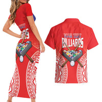 Personalised Taiwan Billiards Couples Matching Short Sleeve Bodycon Dress and Hawaiian Shirt Eight-ball Pool Polynesia Tattoo - Polynesian Pride