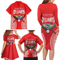 Personalised Taiwan Billiards Family Matching Long Sleeve Bodycon Dress and Hawaiian Shirt Eight-ball Pool Polynesia Tattoo - Polynesian Pride