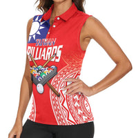 Personalised Taiwan Billiards Women Sleeveless Polo Shirt Eight-ball Pool Polynesia Tattoo - Polynesian Pride