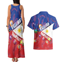 Personalised Philippines Billiards Couples Matching Tank Maxi Dress and Hawaiian Shirt Cue With Balls Flag Style - Polynesian Pride