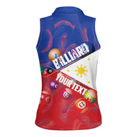 Personalised Philippines Billiards Women Sleeveless Polo Shirt Cue With Balls Flag Style - Polynesian Pride