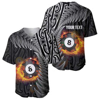 Personalised New Zealand Billiards Baseball Jersey Maori Fern On Fire 8 Ball LT14 - Polynesian Pride