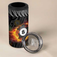 Personalised New Zealand Billiards 4 in 1 Can Cooler Tumbler Maori Fern On Fire 8 Ball - Polynesian Pride