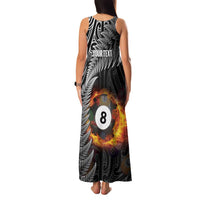 Personalised New Zealand Billiards Family Matching Tank Maxi Dress and Hawaiian Shirt Maori Fern On Fire 8 Ball - Polynesian Pride