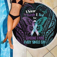 Suicide Awareness Memorial Beach Blanket I Wear Purple and Teal For Someone I Miss - Polynesian Pride