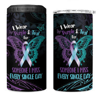 Suicide Awareness Memorial 4 in 1 Can Cooler Tumbler I Wear Purple and Teal For Someone I Miss - Polynesian Pride
