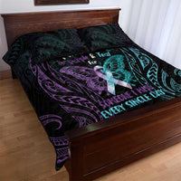 Suicide Awareness Memorial Quilt Bed Set I Wear Purple and Teal For Someone I Miss - Polynesian Pride