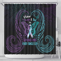Suicide Awareness Memorial Shower Curtain I Wear Purple and Teal For Someone I Miss - Polynesian Pride