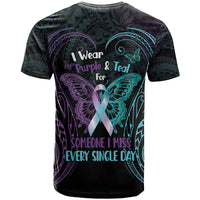Suicide Awareness Memorial T Shirt I Wear Purple and Teal For Someone I Miss - Polynesian Pride