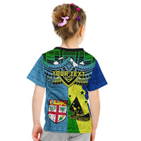 Custom Malampa Fiji Day Kid T Shirt Together We Grow Proud Polynesian Tapa Artsy LT14 - Polynesian Pride