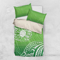 Polynesia Depression Awareness Bedding Set Sunflower Green Ribbons Polynesian Tattoo