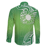 Polynesia Depression Awareness Family Matching Off The Shoulder Long Sleeve Dress and Hawaiian Shirt Sunflower Green Ribbons Polynesian Tattoo