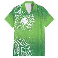 Polynesia Depression Awareness Family Matching Puletasi and Hawaiian Shirt Sunflower Green Ribbons Polynesian Tattoo