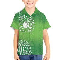 Polynesia Depression Awareness Family Matching Tank Maxi Dress and Hawaiian Shirt Sunflower Green Ribbons Polynesian Tattoo