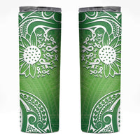 Polynesia Depression Awareness Skinny Tumbler Sunflower Green Ribbons Polynesian Tattoo