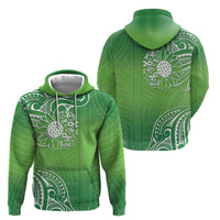 Polynesia Depression Awareness Zip Hoodie Sunflower Green Ribbons Polynesian Tattoo