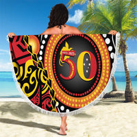 Celebrating 50 Years Papua New Guinea Beach Blanket Aboriginal Mix Papuan Pattern - Polynesian Pride