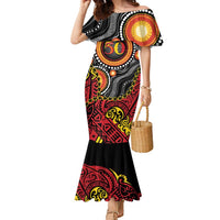 Celebrating 50 Years Papua New Guinea Family Matching Mermaid Dress and Hawaiian Shirt Aboriginal Mix Papuan Pattern - Polynesian Pride