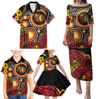 Celebrating 50 Years Papua New Guinea Family Matching Puletasi and Hawaiian Shirt Aboriginal Mix Papuan Pattern - Polynesian Pride